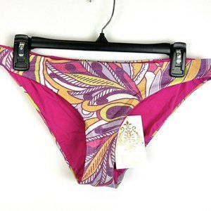 Becca Women’s Bright Pink/Multi Colored Hipster Bikini Bottom Size M